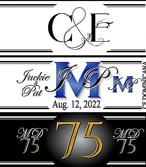 Custom cigar labels are designed with every custom order to match the Wedding reception theme color or Bridemaids' dresses, company logos are a common request and great for name recognition at every golf out we perform